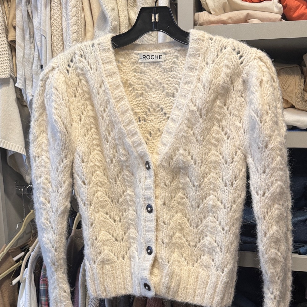 Roche Women's Cream Knit Cardigan 89% Alpaca